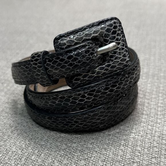 Vintage Ann Taylor classic preppy Black snake skin leather belt - Picture 2 of 6